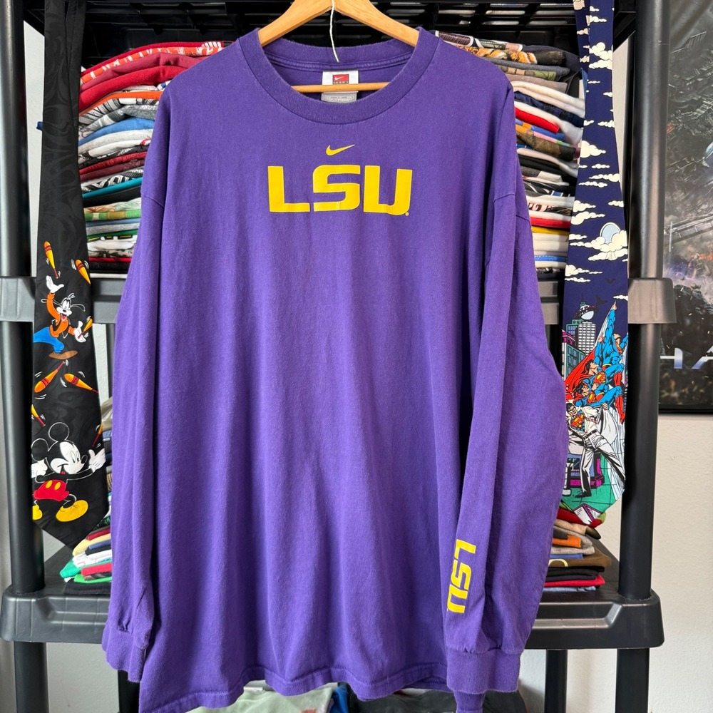 Y2K Purple Nike LSU Tigers Long Sleeve Shirt XXL Light Marks